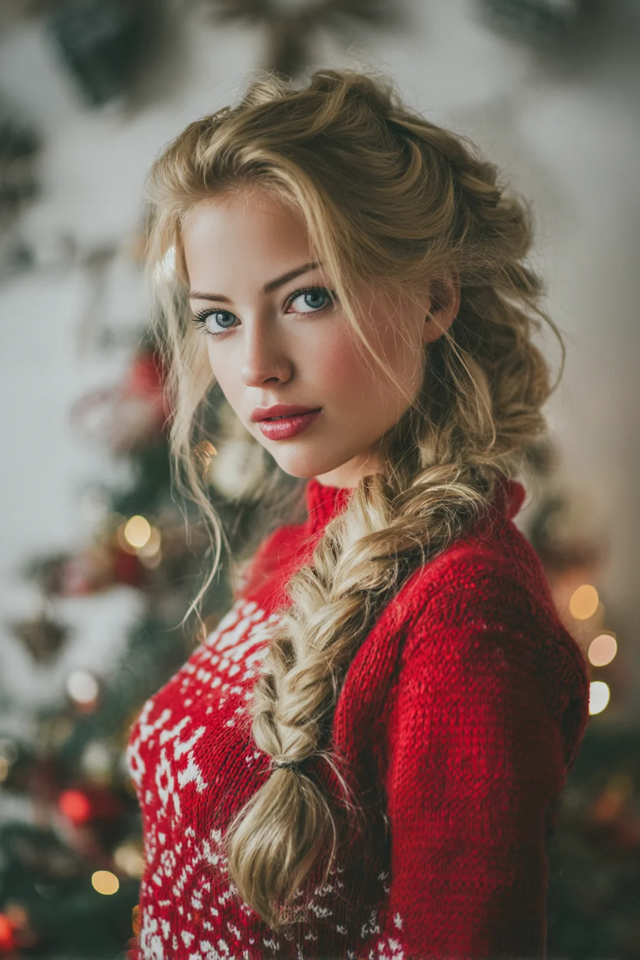 Loose Textured Side Fishtail Braid — Boho Holiday Look for Long Hair