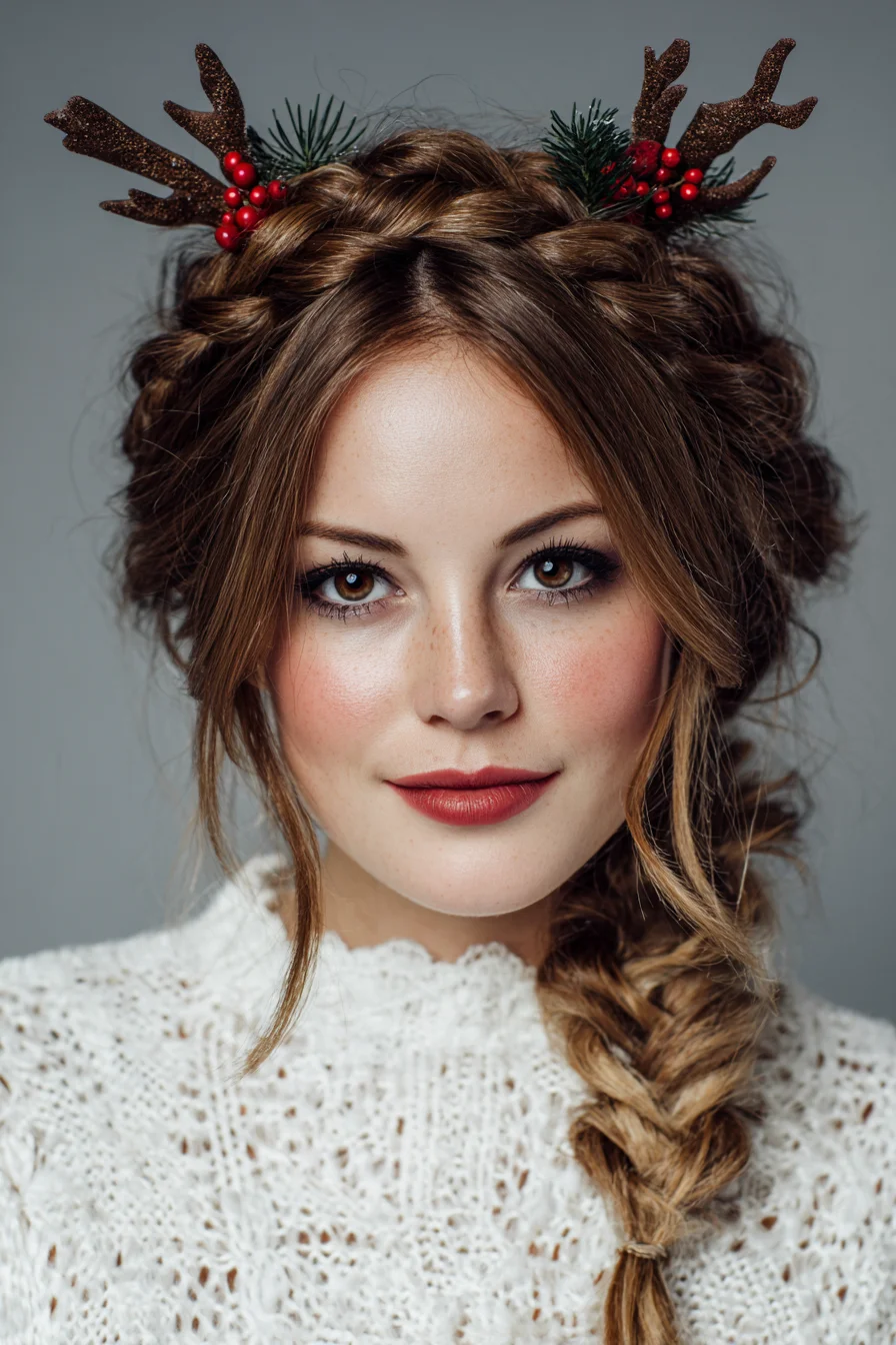 Messy Crown Braids with Side Fishtail — Boho Holiday Updo