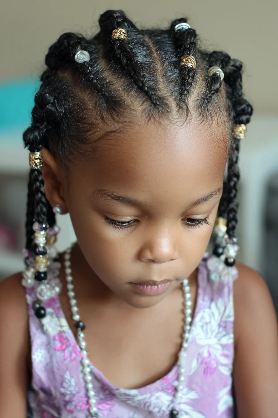 Neat Cornrow-to-Box Braids with Beads — Protective Style for Natural Hair