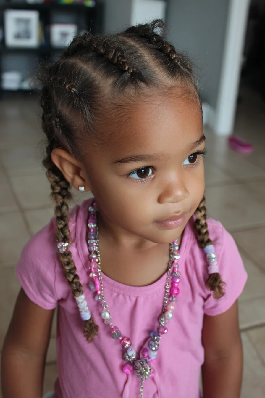 Neat Cornrows into Beaded 3‑Strand Braids — Child-Friendly Protective Style