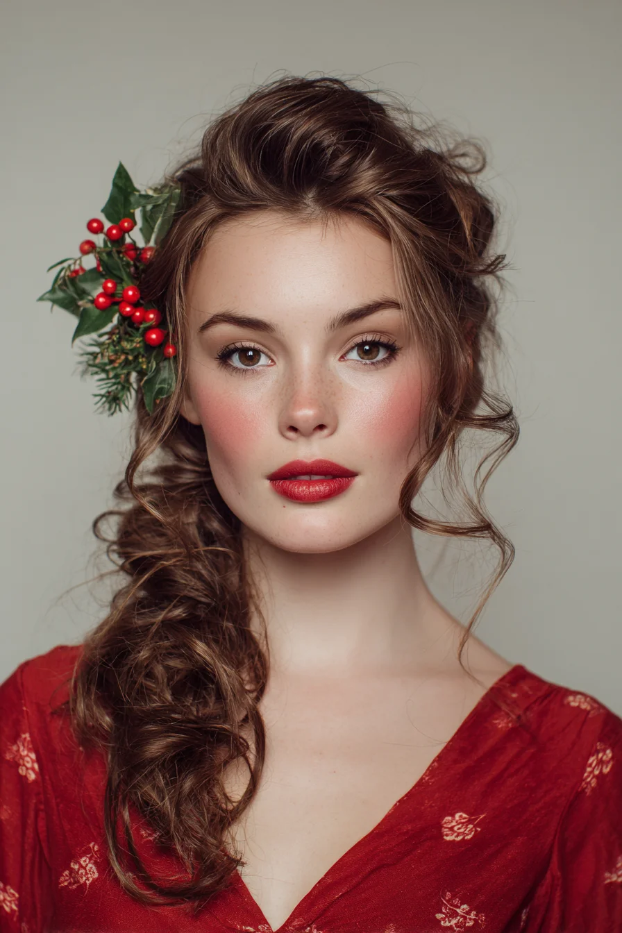 Romantic Textured Side Sweep with Soft Face‑Framing Curls