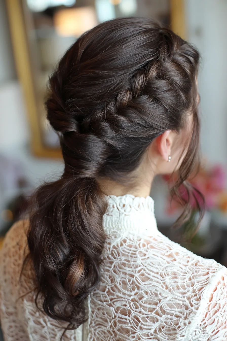 Romantic Twisted Side Braid into Low Ponytail — Soft Bridal Upstyle