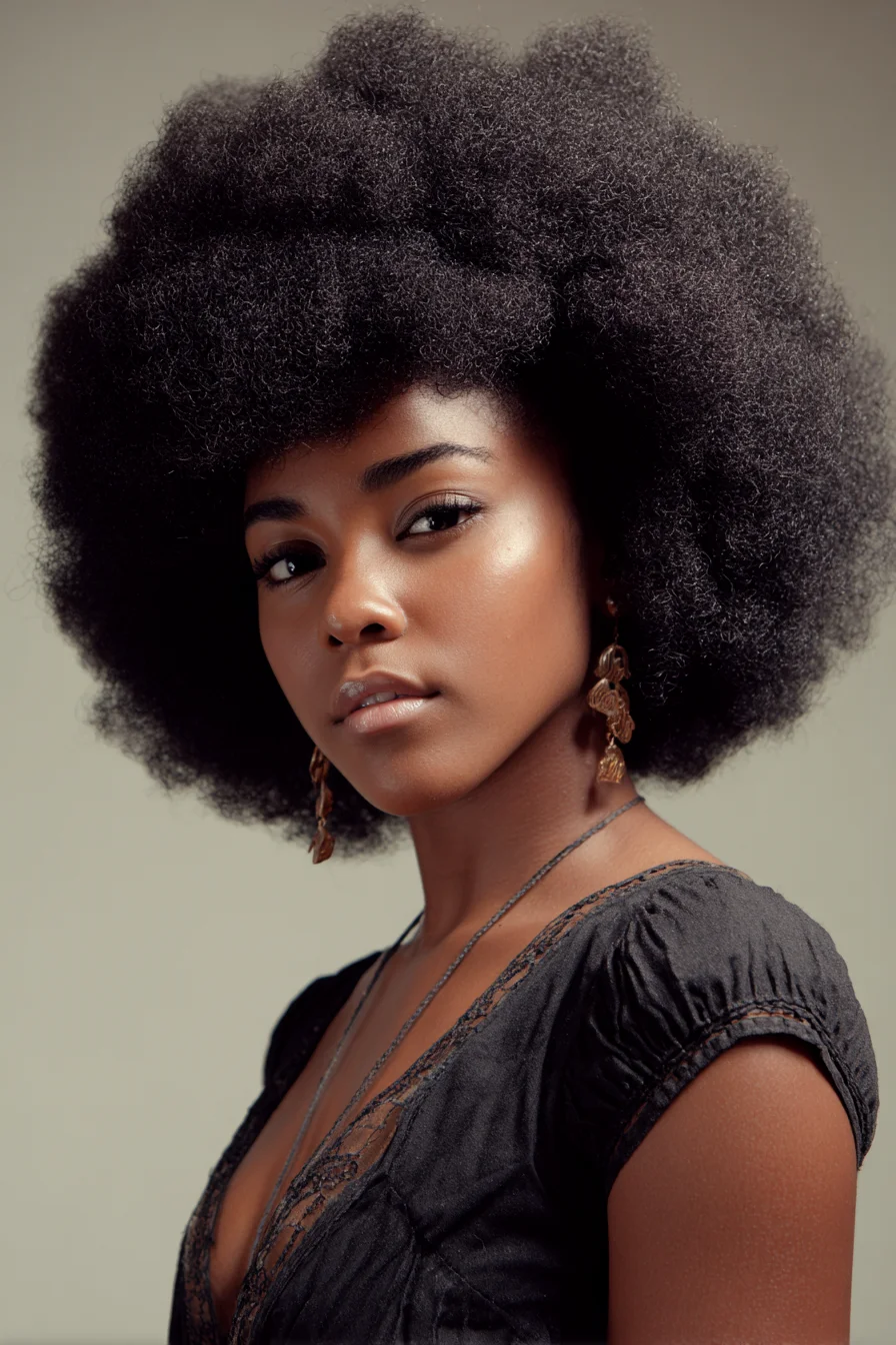 Rounded Voluminous Afro for Natural Type 4 Coily Hair