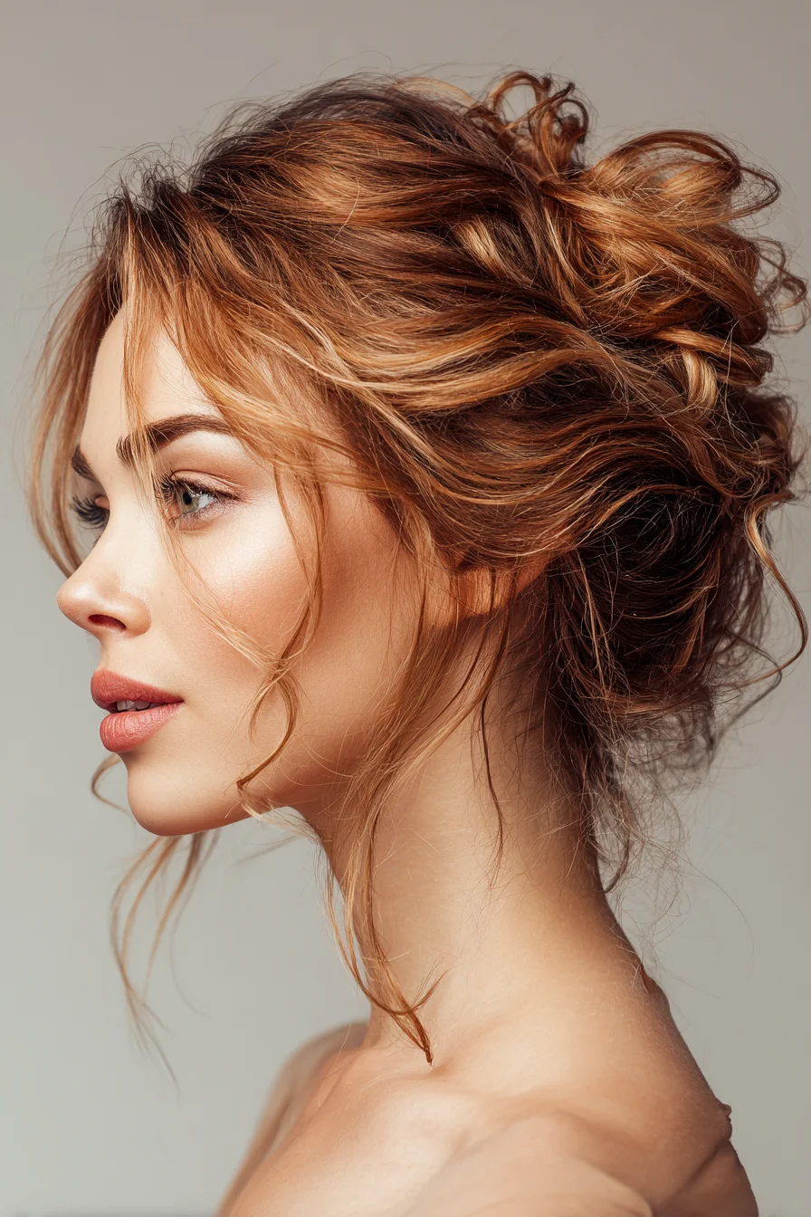 Salon-Textured Loose Updo with Face-Framing Tendrils