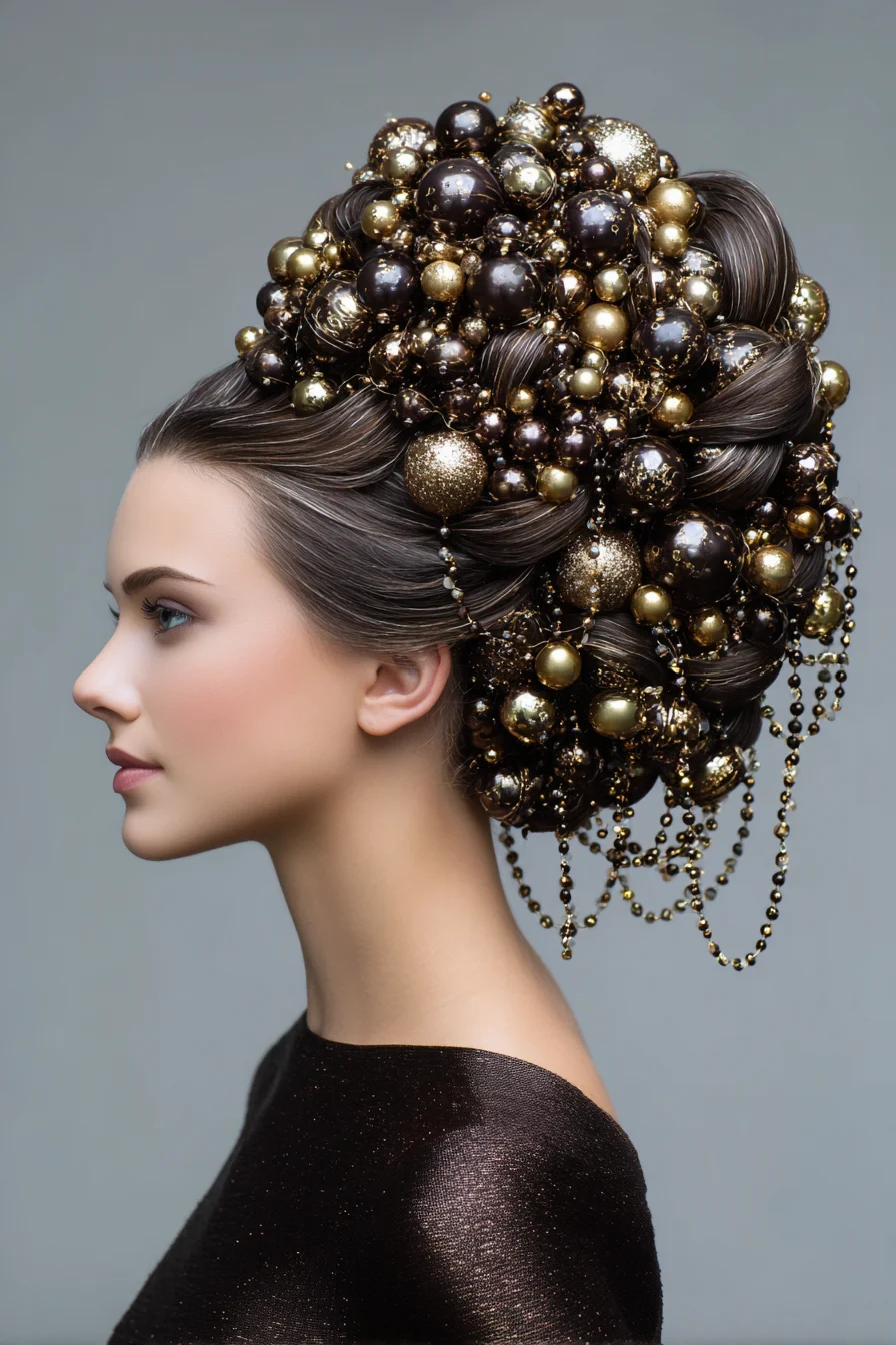 Sculptural Beaded High Updo — Ornate Beaded Bridal & Event Hairstyle