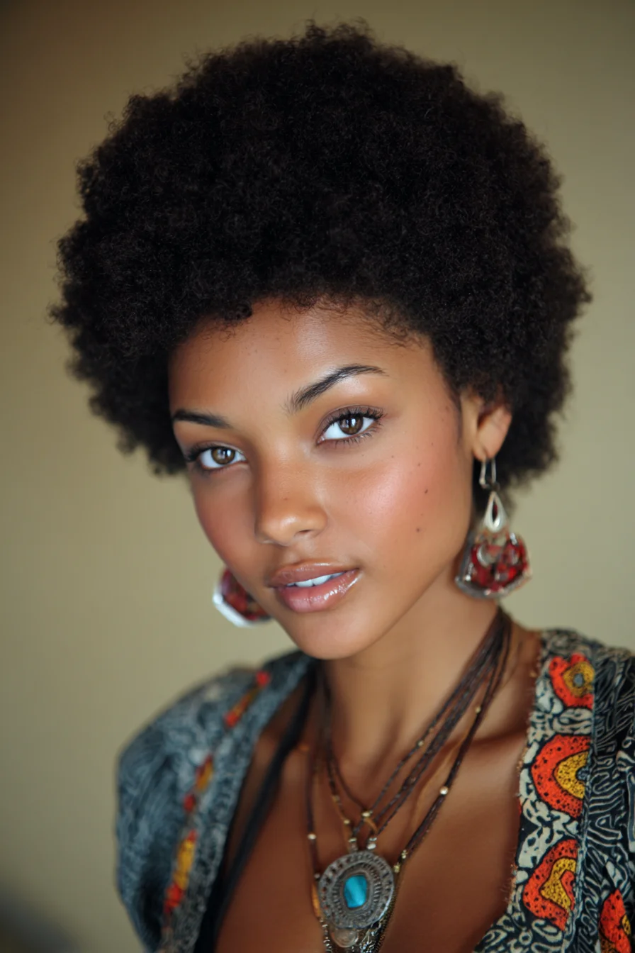 Short Natural Afro with Defined Coils — Shape & Moisture-Focused Styling