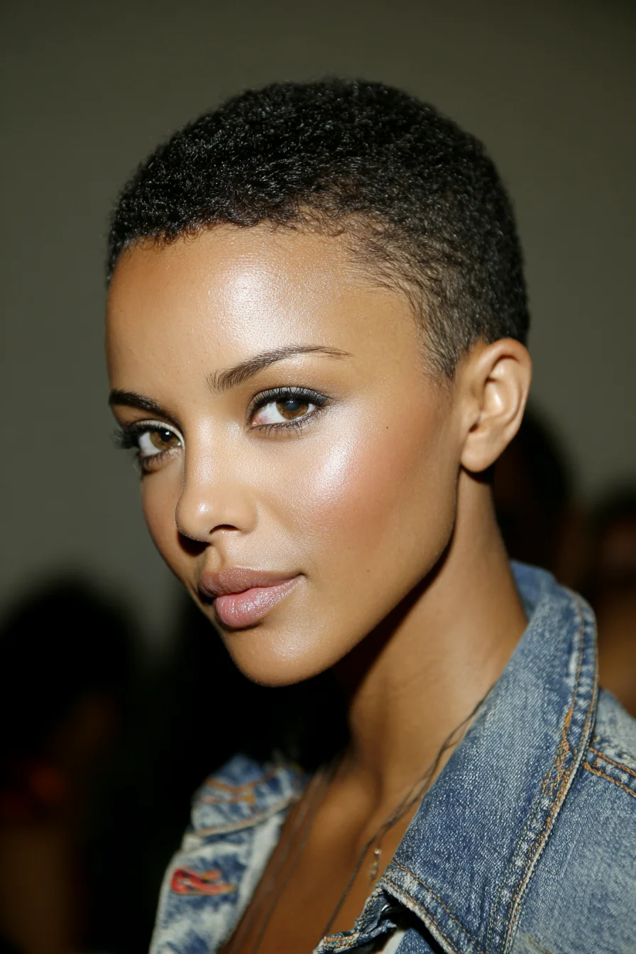 Short Textured Buzz Crop — Natural Curl TWA with Clean Edges