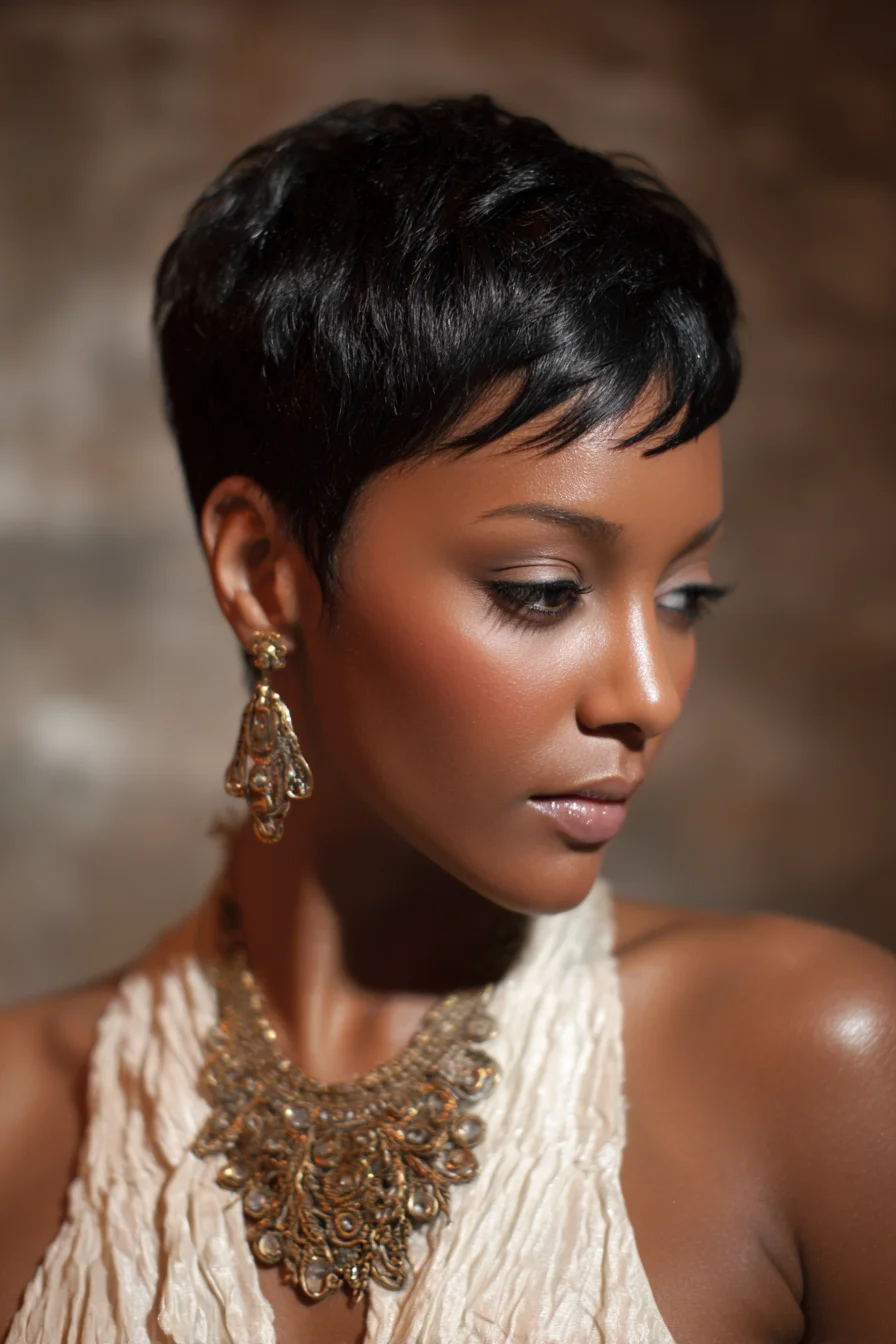 Short Textured Pixie with Soft Fringe and Tapered Sides