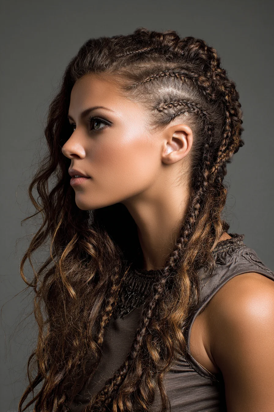 Side Cornrows with Loose Textured Waves — Braided Half-Up Hairstyle
