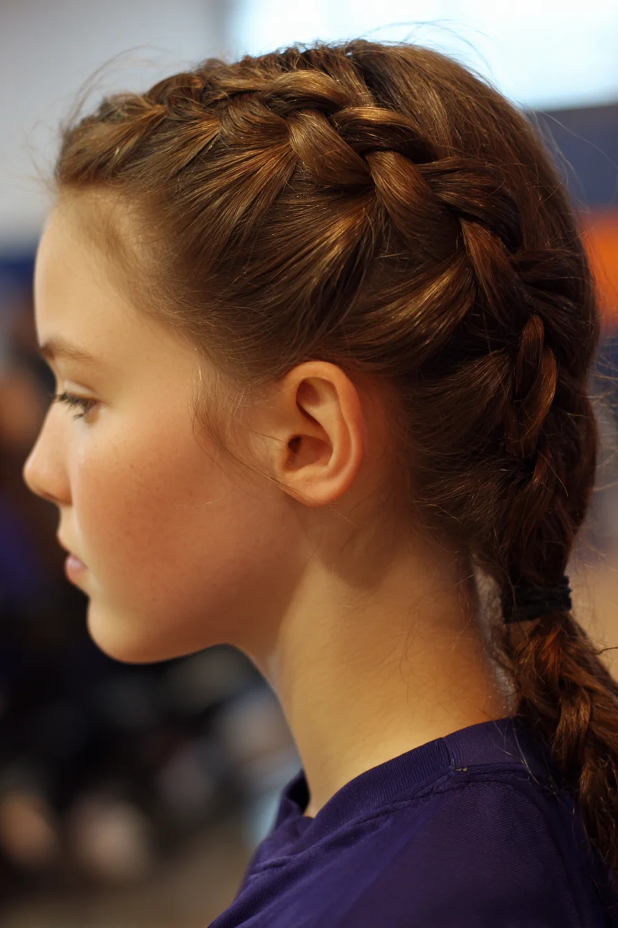 Side Dutch Braid Into Low Braided Ponytail — Sleek Protective Style