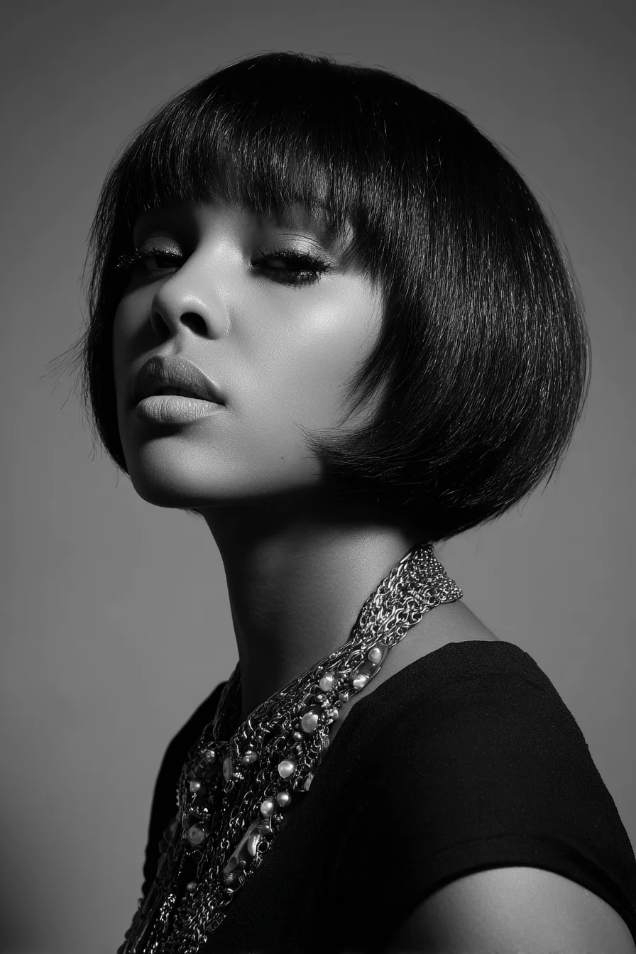 Sleek Chin-Length Bob with Blunt Fringe