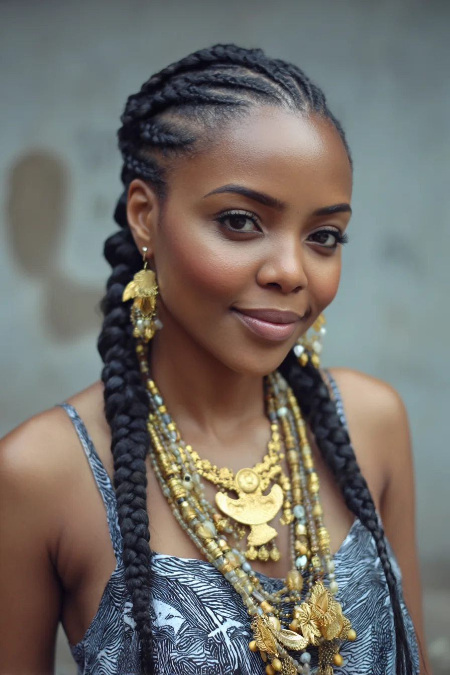 Sleek Cornrowed Feed‑In Braids — Long Two‑Strand Protective Style