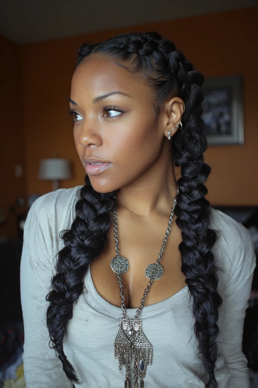 Sleek Double Dutch (Boxer) Braids for Thick, Textured Hair