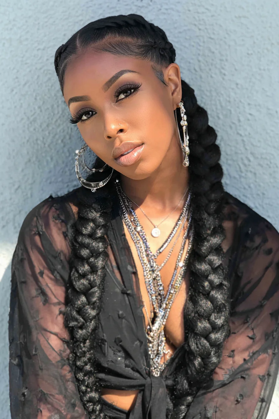 Sleek Double Dutch Braids with Feed‑In Extensions — Long Protective Style