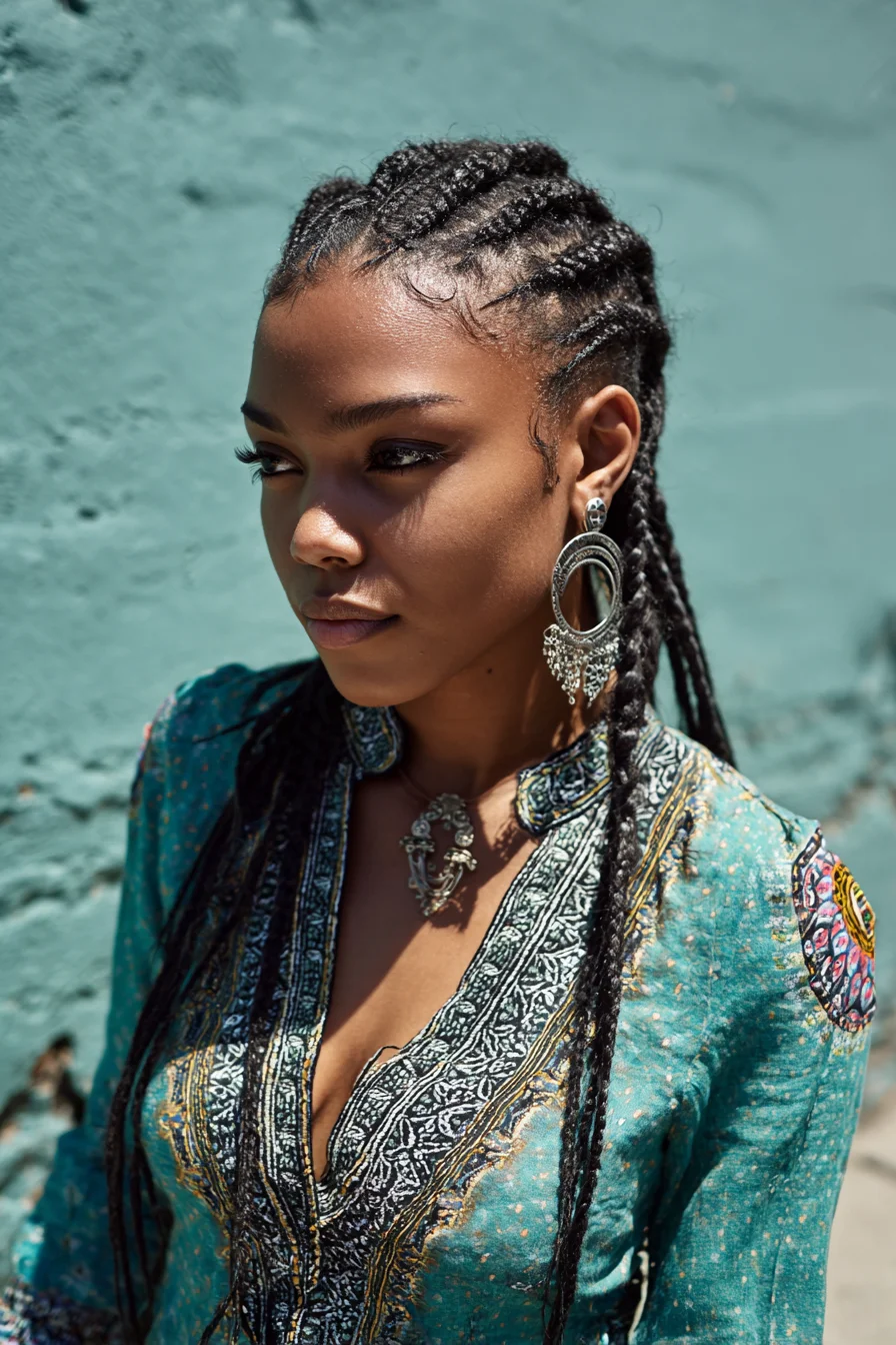 Sleek Feed-In Cornrows with Long Individual Braids