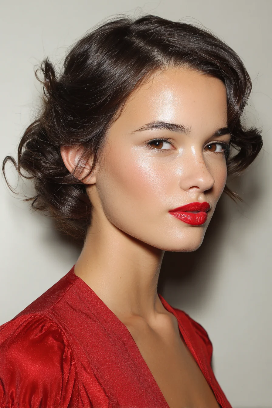 Soft Vintage Finger Waves - Short Curled Updo with Face‑Framing Tendrils