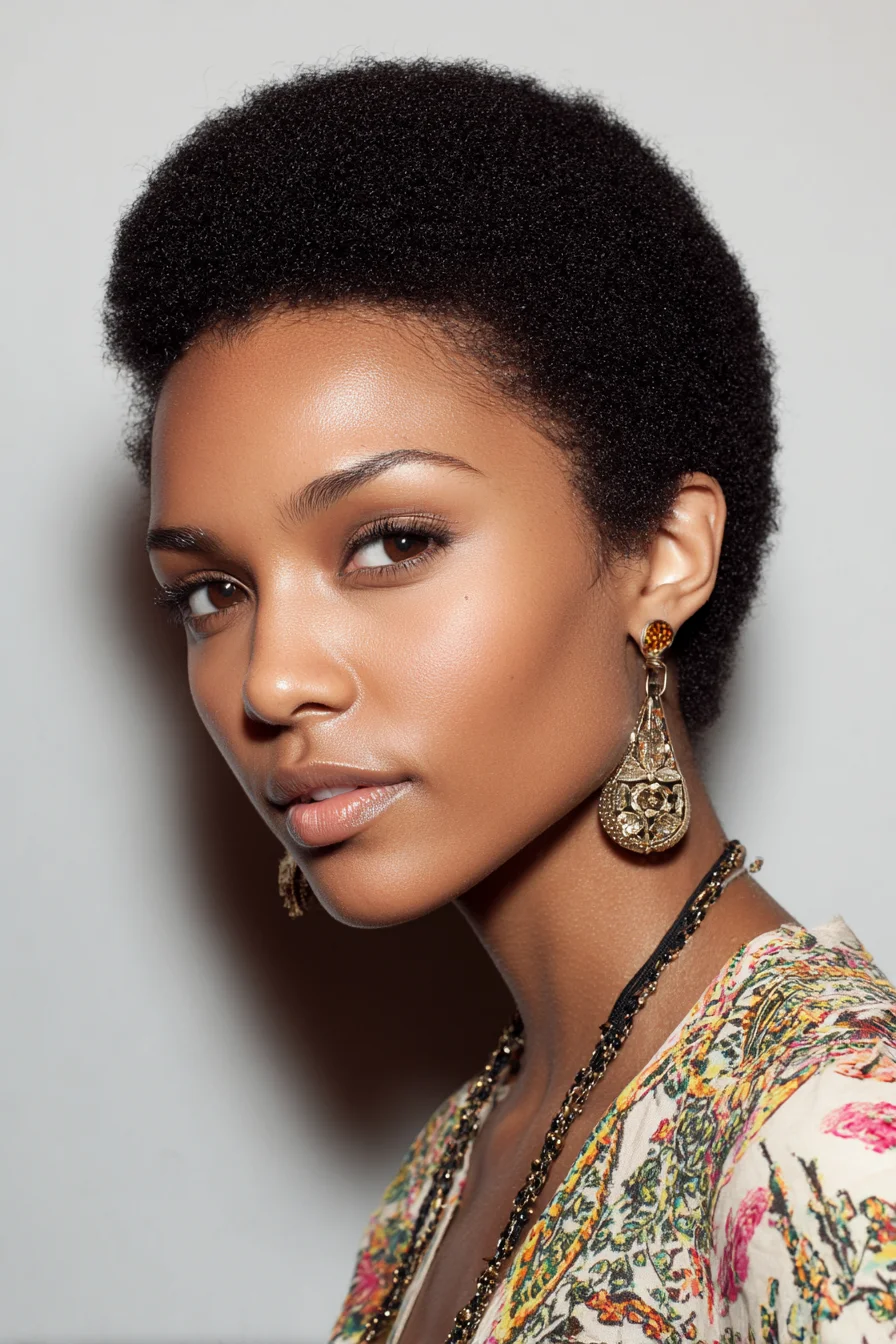 Tapered Short Natural Afro — Defined Coils & Clean Shape