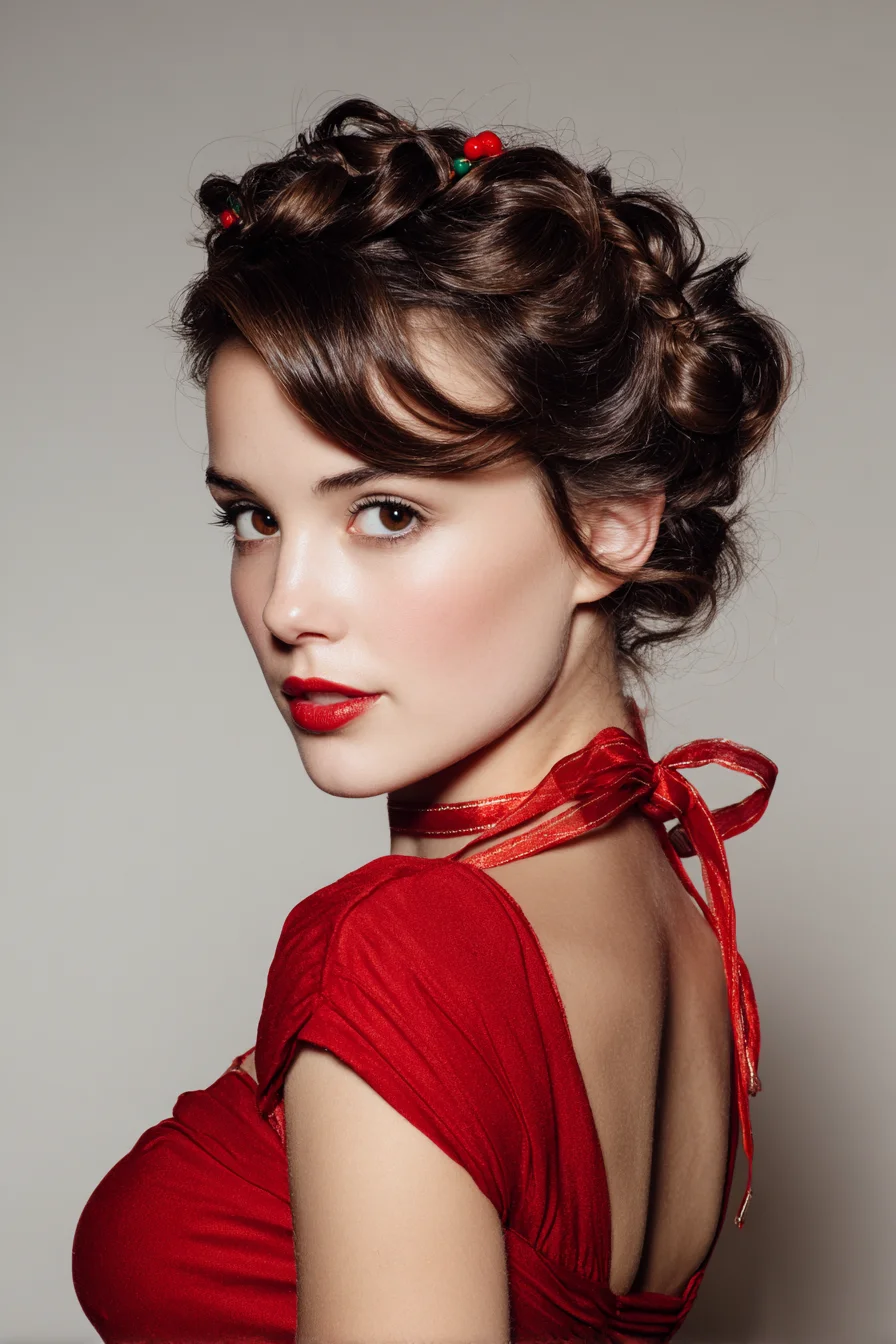 Textured Braided Crown Updo for Medium to Thick Hair