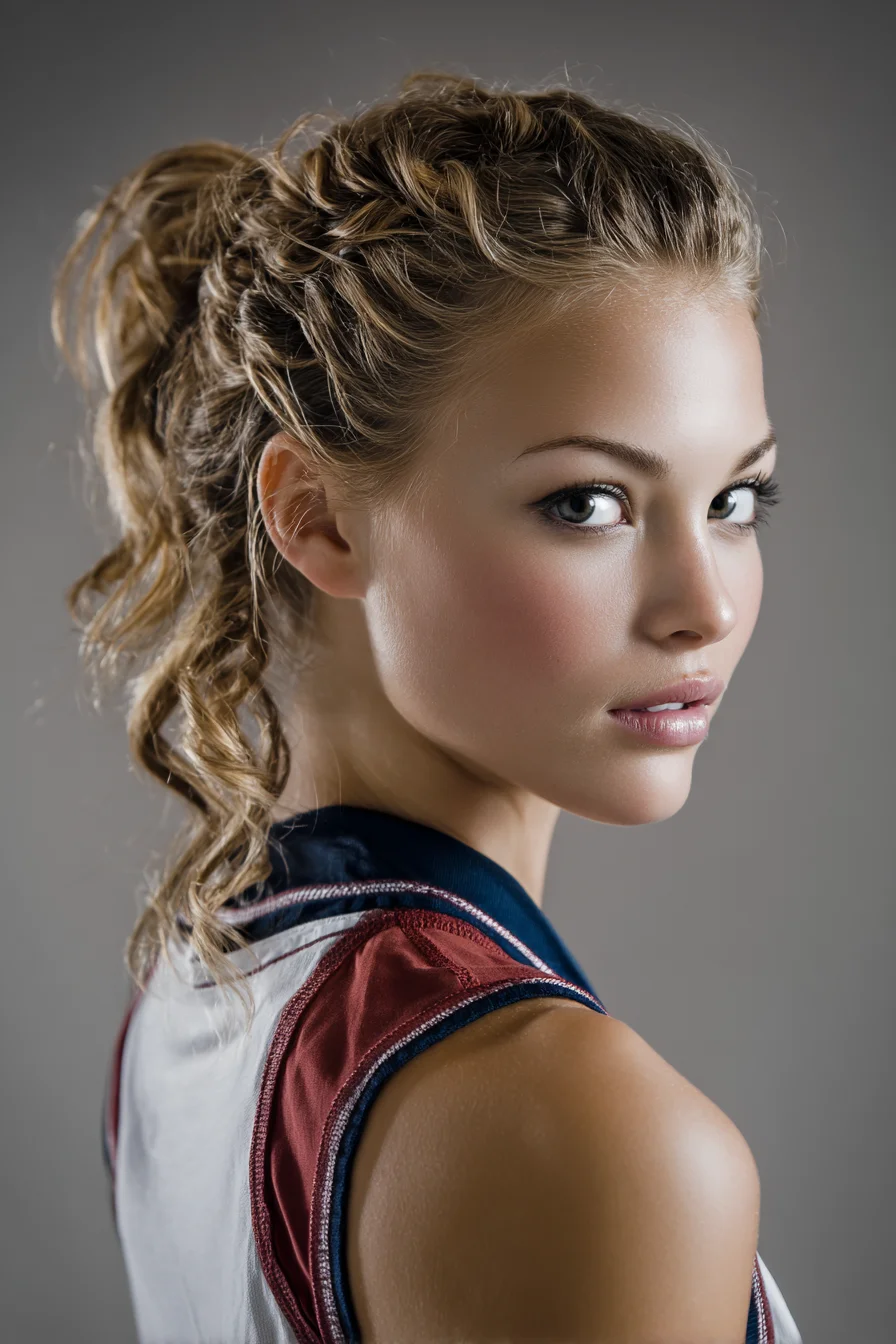 Textured Braided High Ponytail with Loose Curls