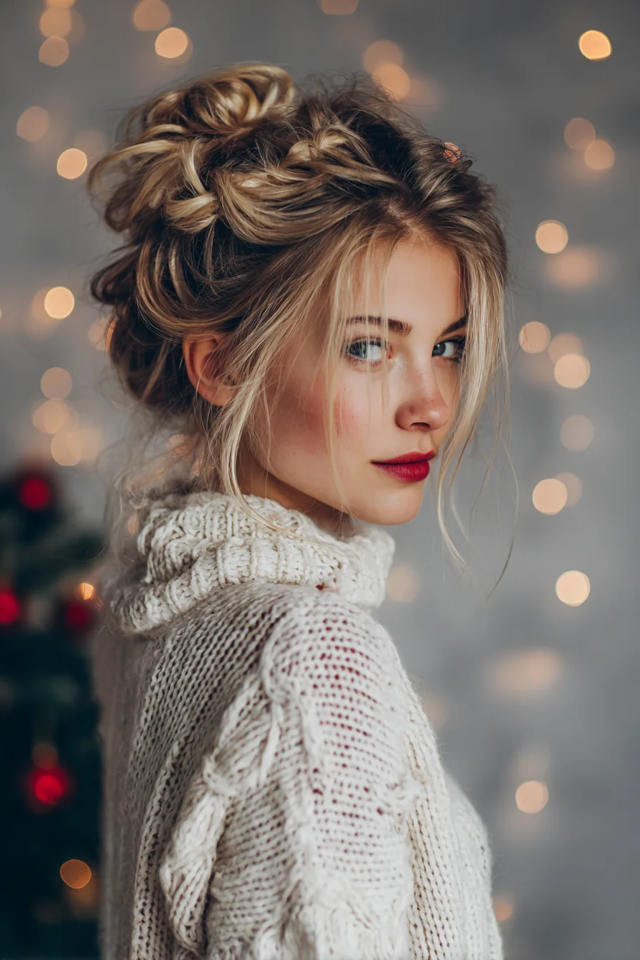 Textured Braided Messy Bun Updo — Boho Casual Wedding Hairstyle