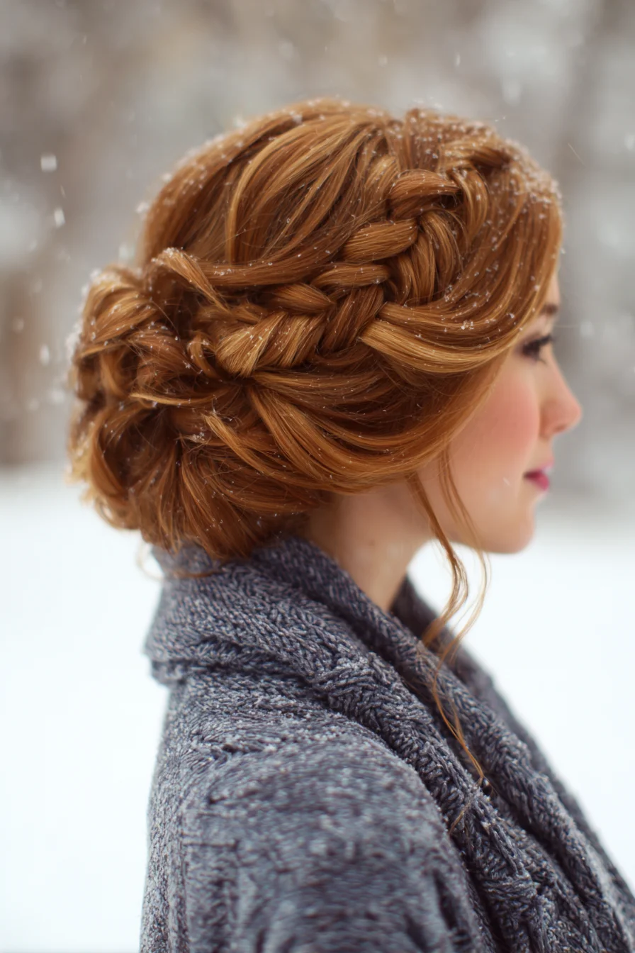 Textured Crown Braid into Low Braided Chignon — Romantic Winter Updo