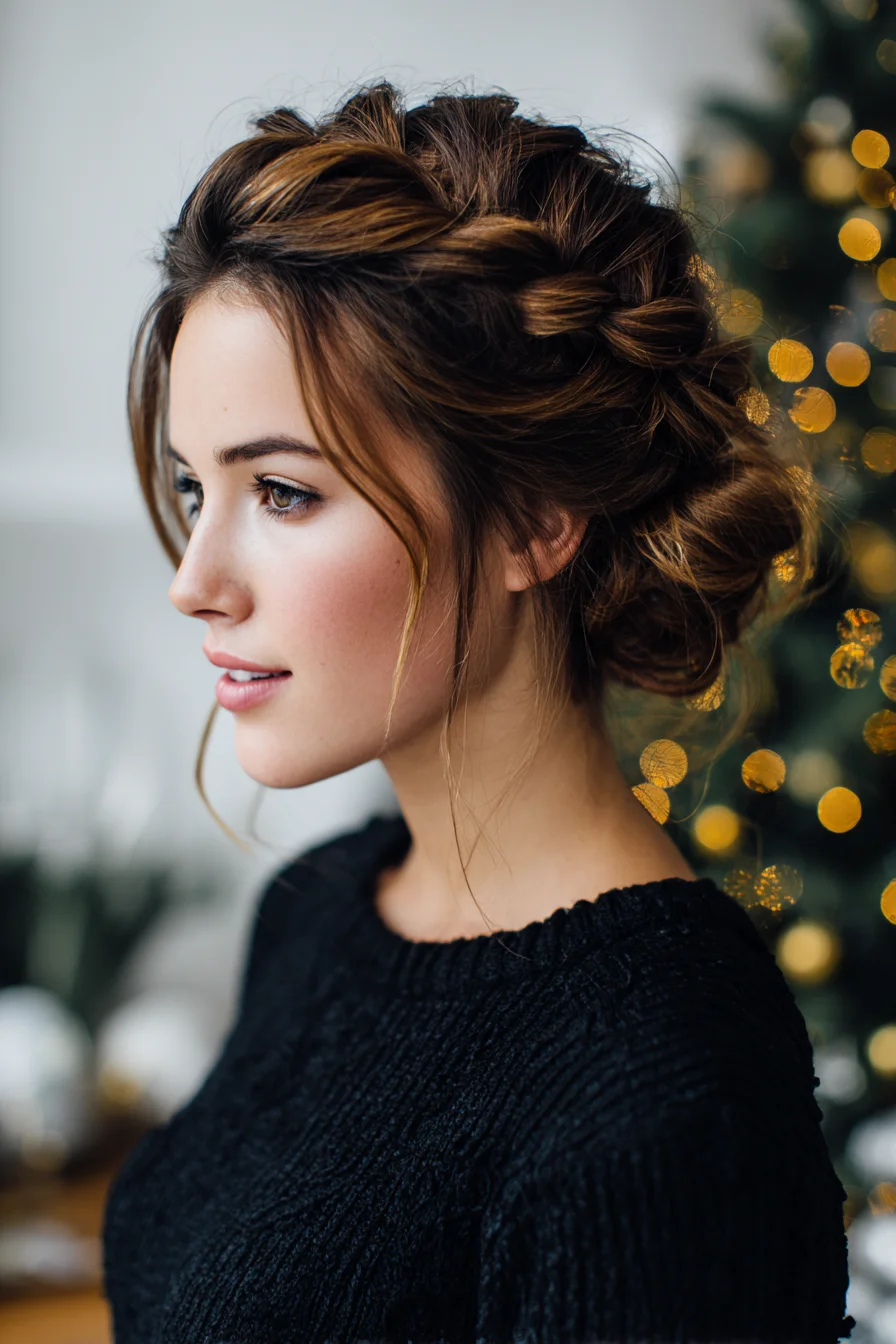 Textured Crown Braid to Low Messy Bun — Romantic Braided Updo