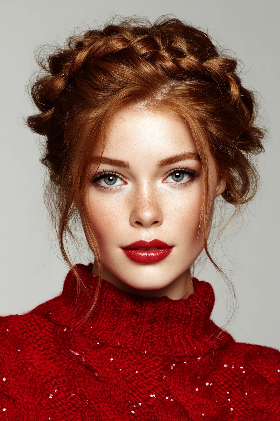 Textured Crown (Halo) Braid Updo with Face‑Framing Pieces