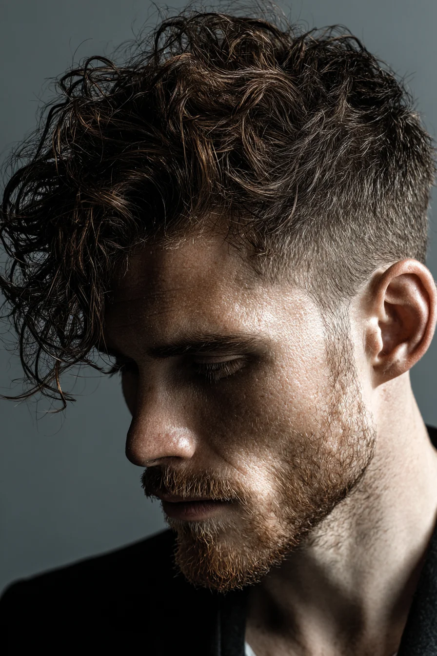 Textured Curly Top with High Taper Fade — Men’s Wavy Hairstyle
