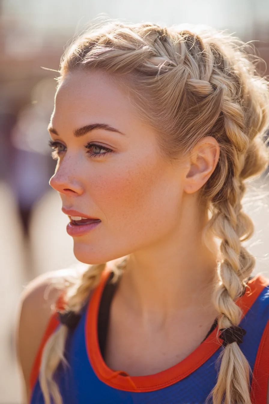 Textured Double Dutch (Boxer) Braids — Sporty Two-Strand Style