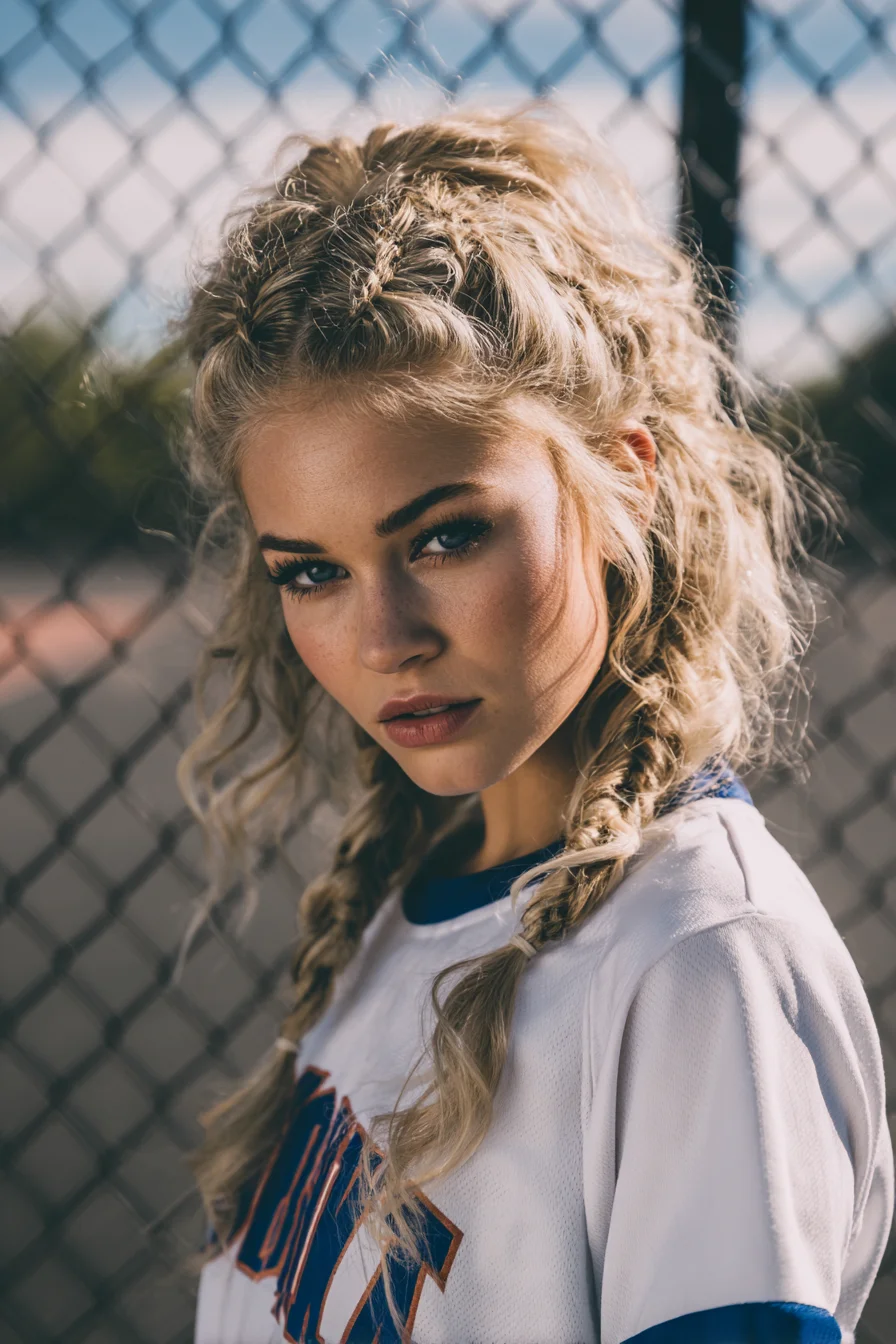 Textured Double Dutch/Boxer Braids with Tousled Waves