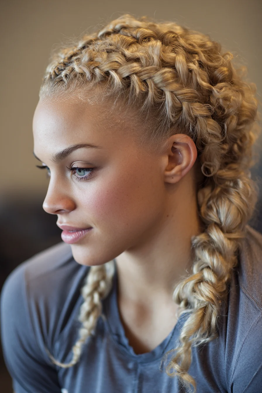 Textured Double Dutch Braids into Voluminous Plaits