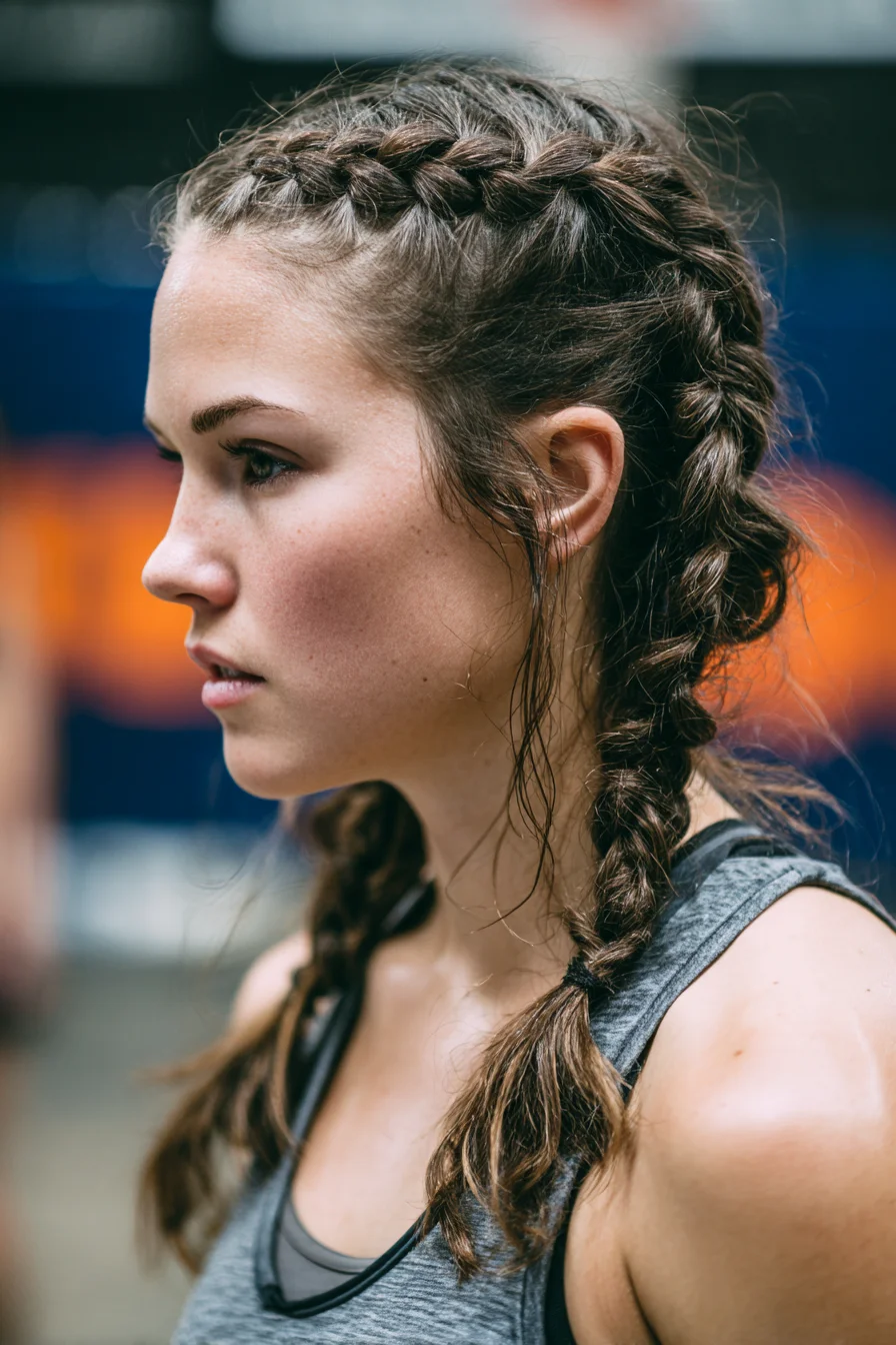 Textured Double Dutch Braids (Sporty Braided Pigtails) for Medium–Long Hair