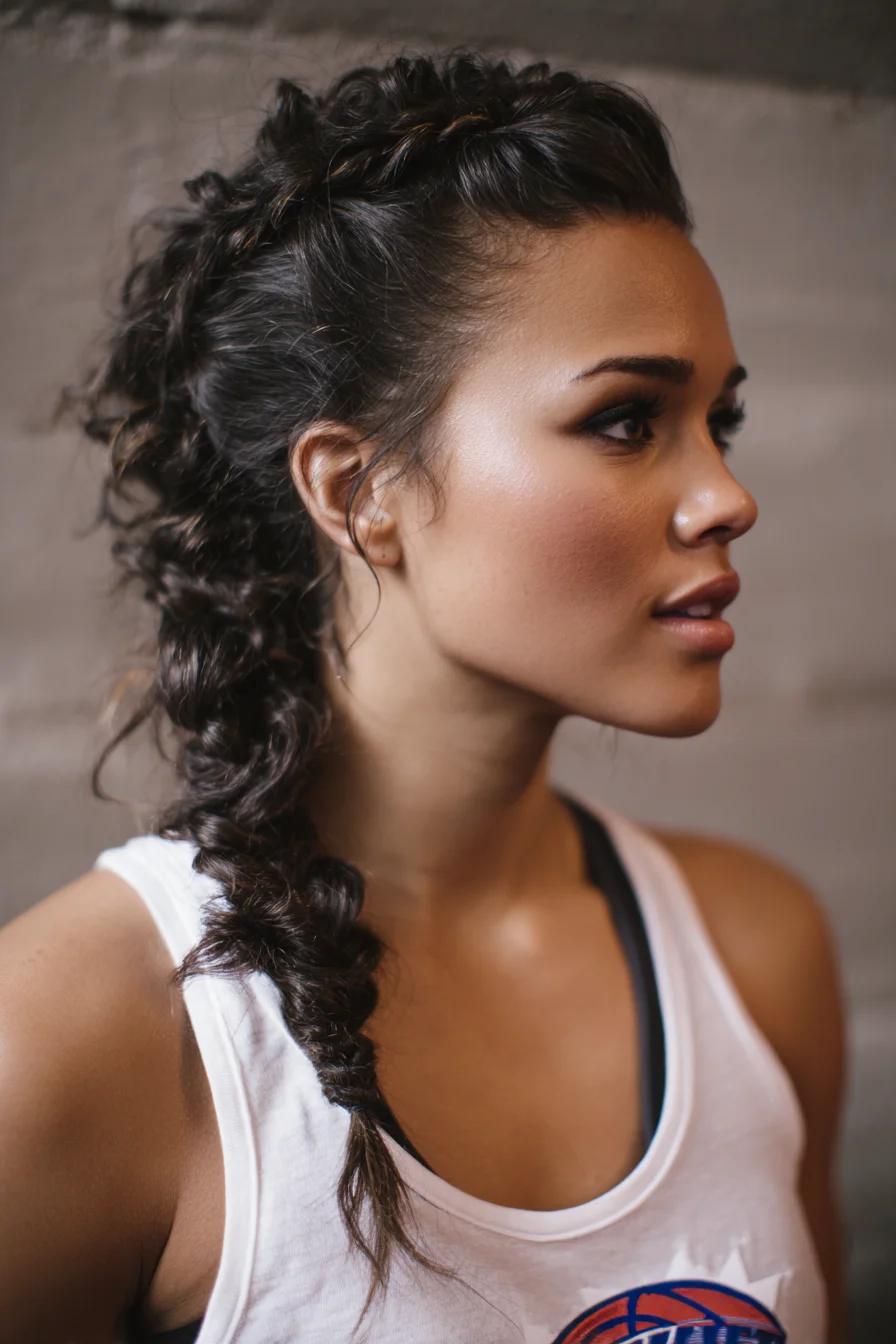 Textured Dutch-to-Fishtail Side Braid for Curly/Wavy Hair