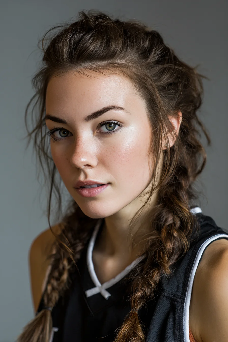 Textured Messy Boxer Braids with Face‑Framing Pieces