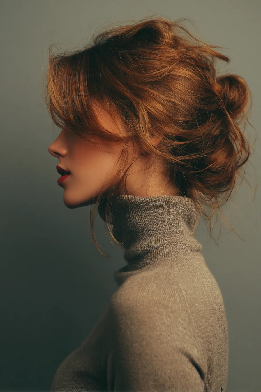 Textured Messy Low Bun with Face‑Framing Layers