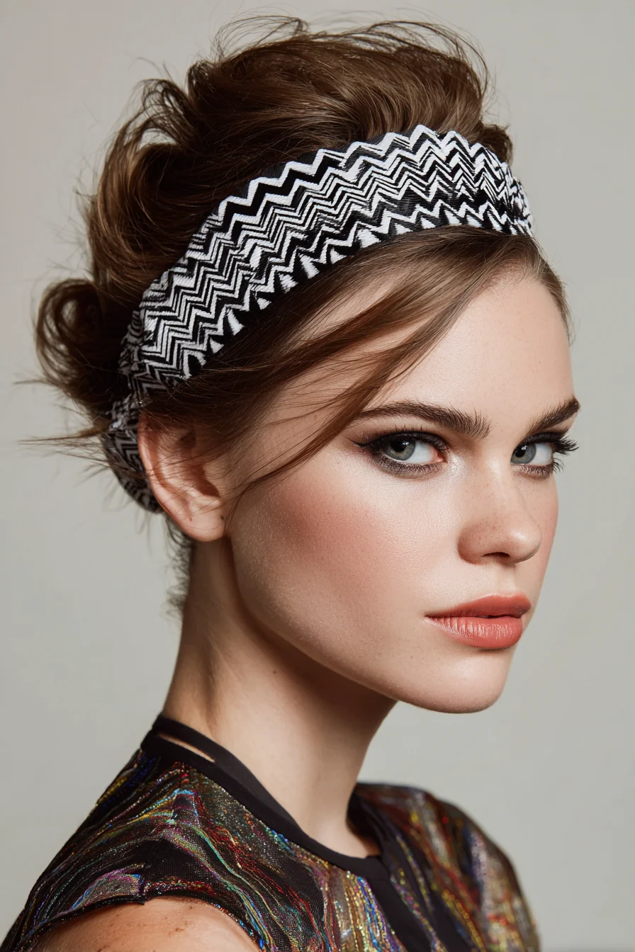 Textured Messy Updo with Fabric Headband