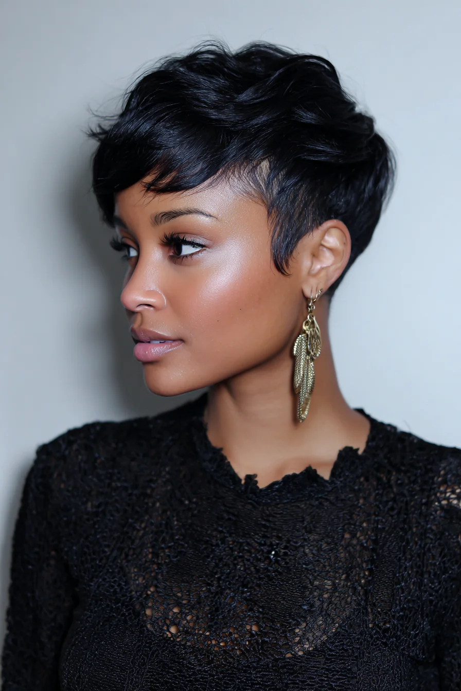Textured Pixie Cut with Tapered Sides and Side-Swept Fringe
