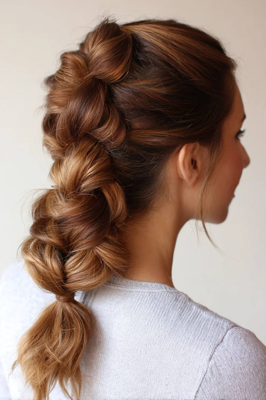 Textured Pull-Through Braid — Voluminous Braided Ponytail for Long Hair