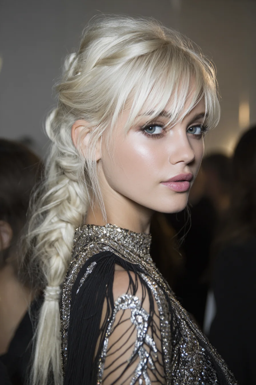 Textured Pulled-Through Braid with Soft Face‑Framing Bangs