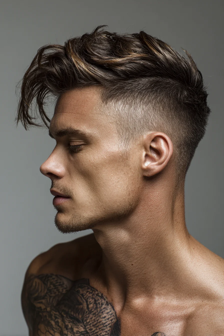 Textured Quiff with High Fade and Tapered Sides