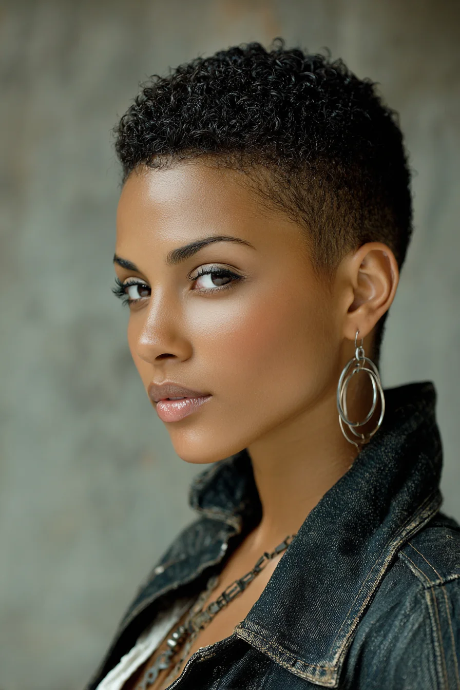 Textured Short Tapered Crop — Natural Curly Pixie for Type 3–4 Hair