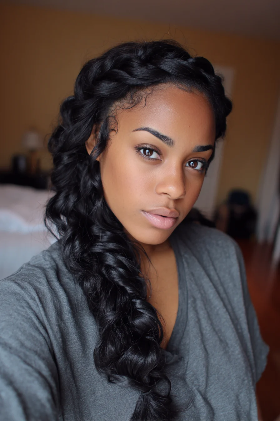 Textured Side Crown Braid with Loose Fishtail Finish