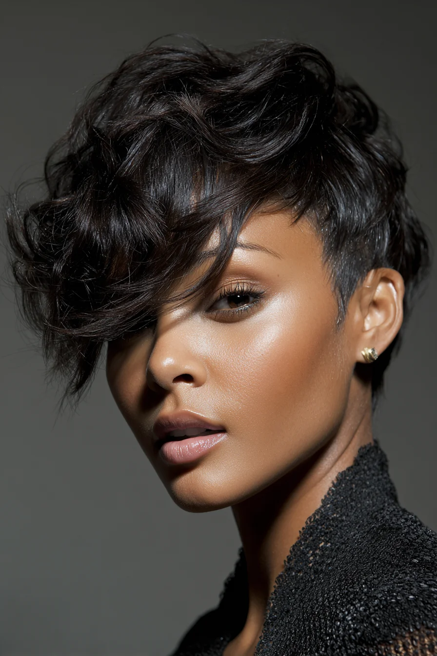 Textured Side-Swept Pixie with Tapered Sides