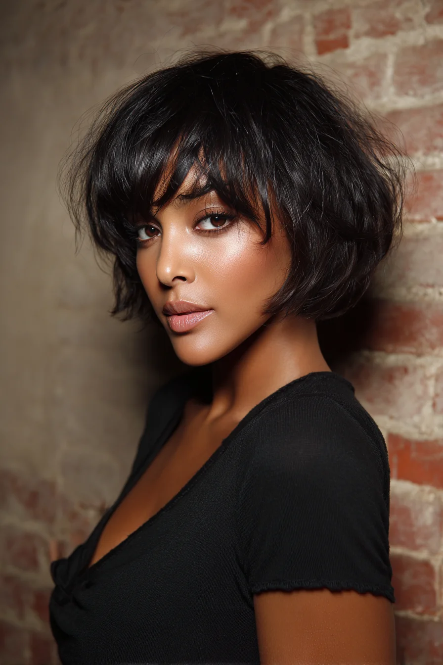 Textured Tousled Bob with Choppy Fringe (Short Shag Bob)