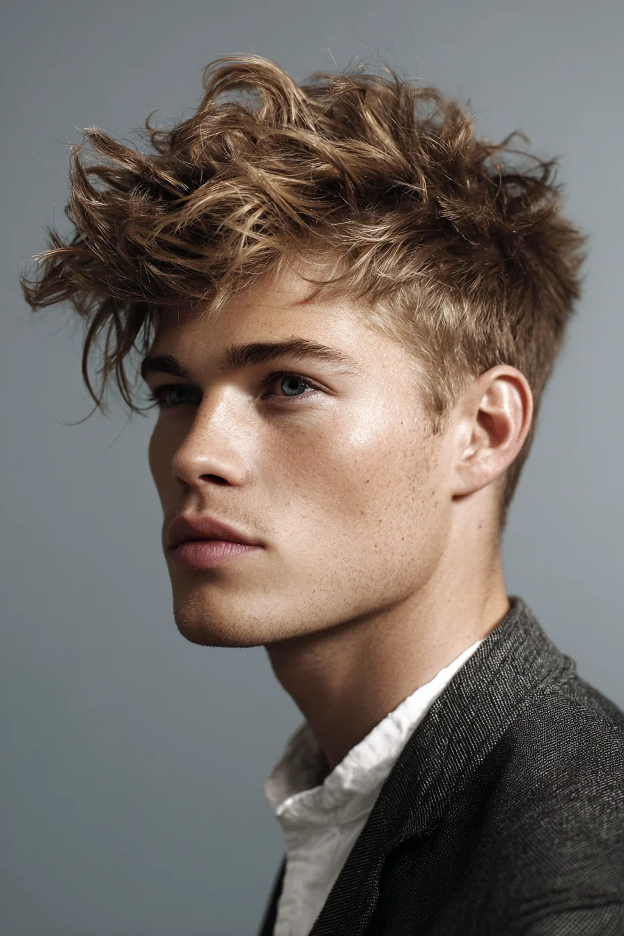 Textured Tousled Top with Short Tapered Sides — Messy Mens Crop