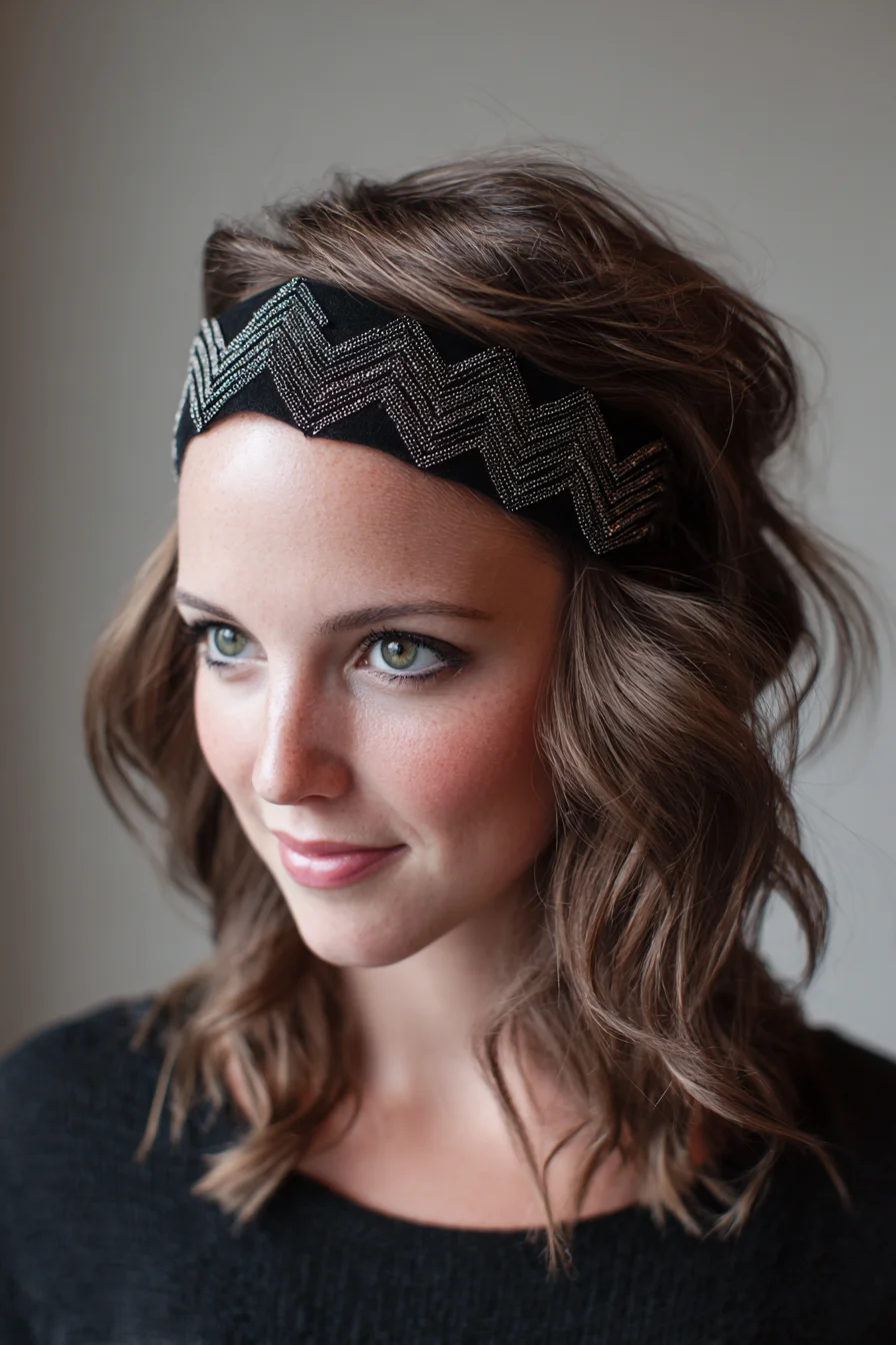 Textured Wavy Lob with Boho Headband