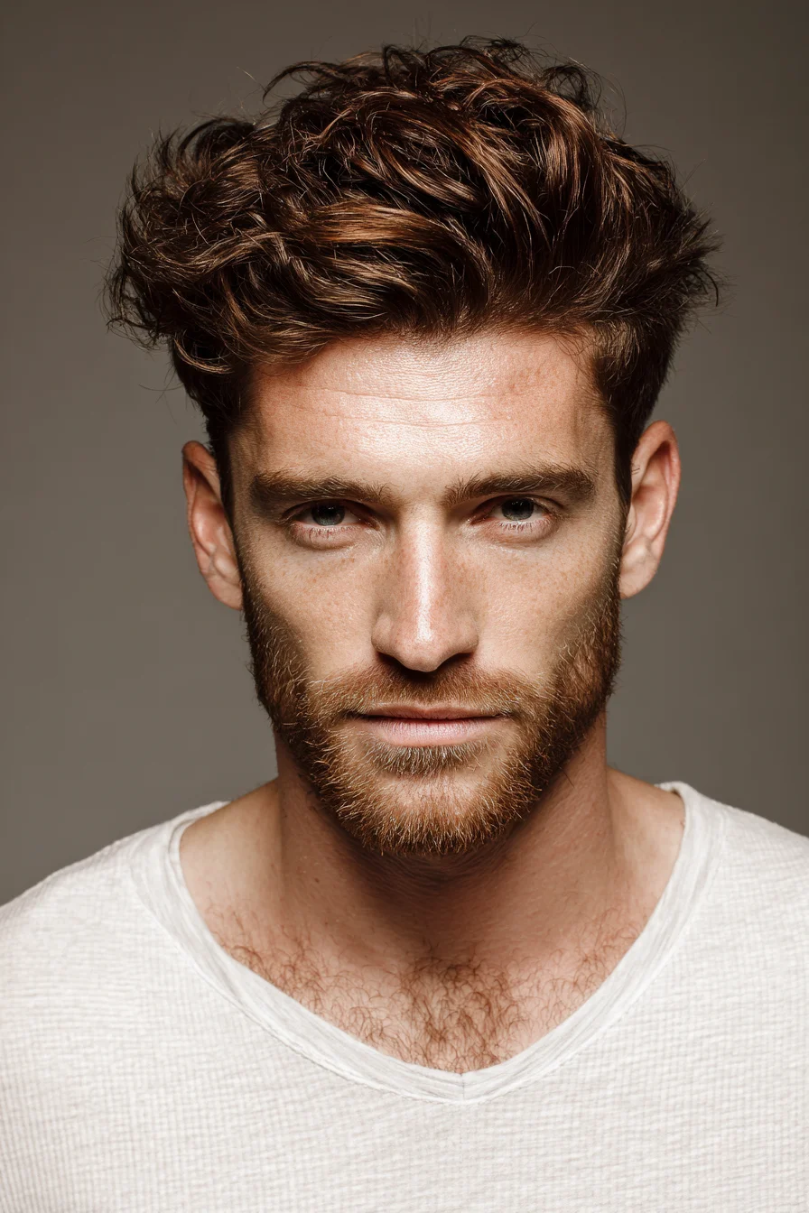 Textured Wavy Quiff with Tapered Sides