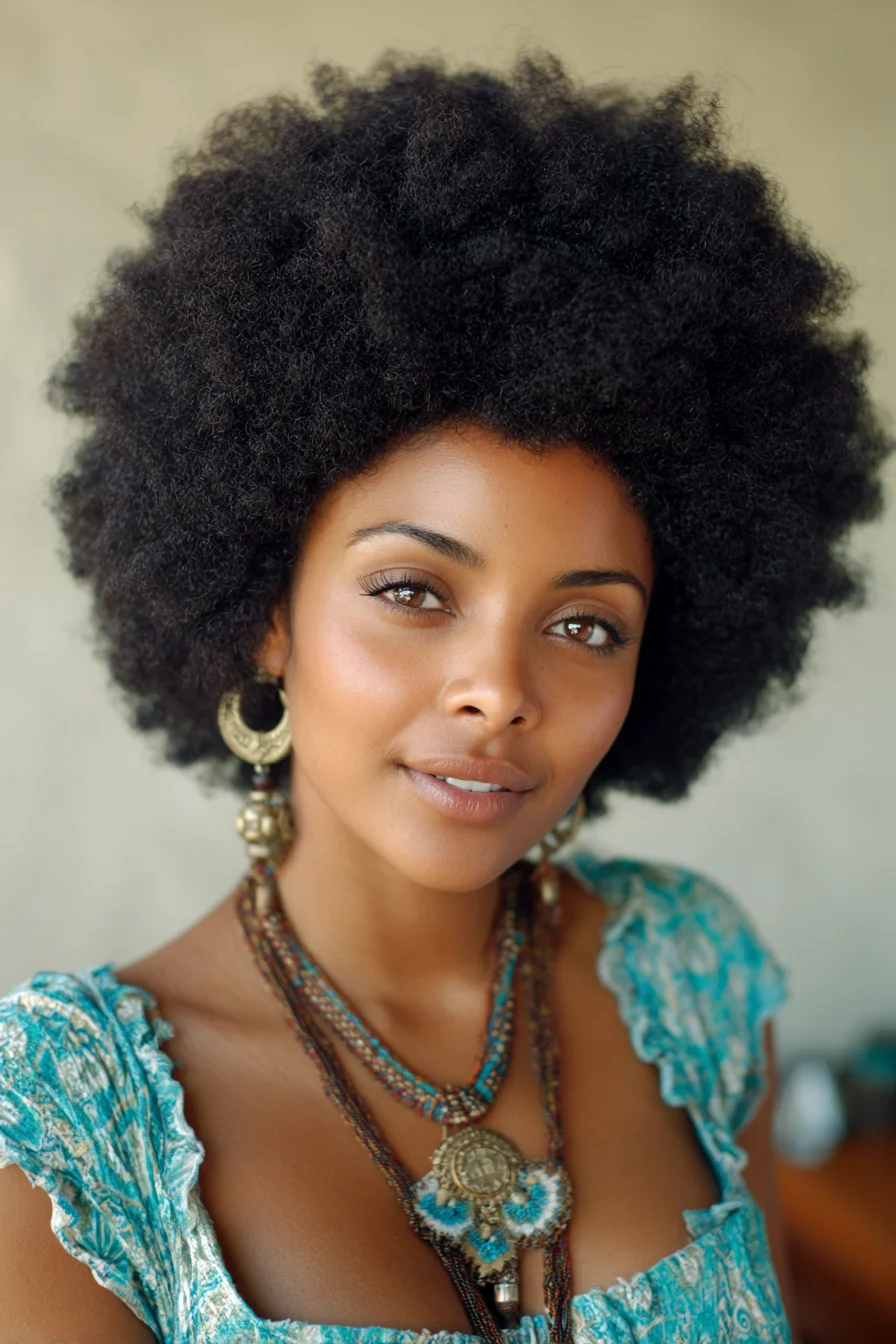 Voluminous Natural Afro (4A–4C) — Rounded Shape & Defined Texture