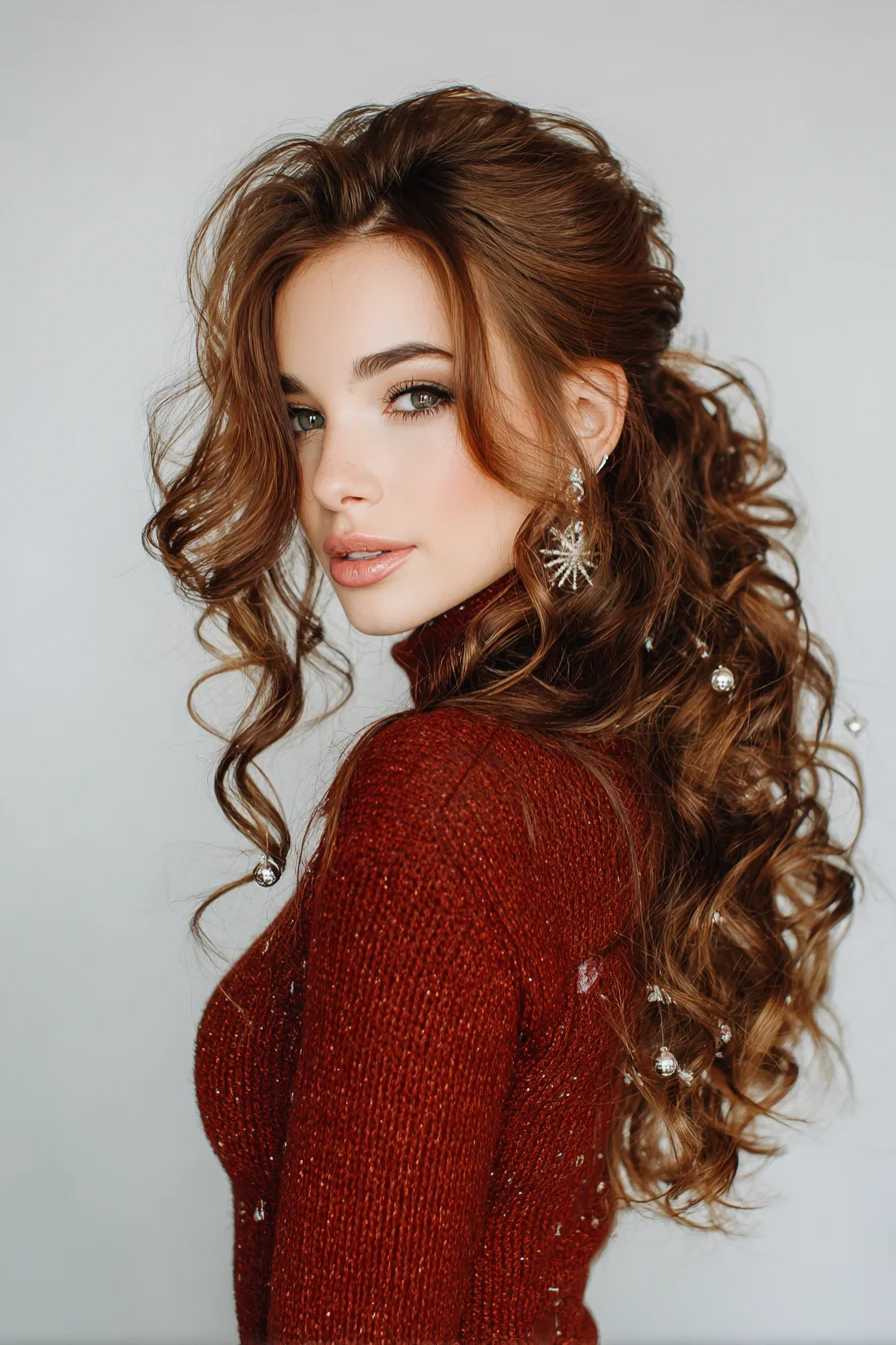 Voluminous Romantic Half-Up Curls for Long, Textured Hair