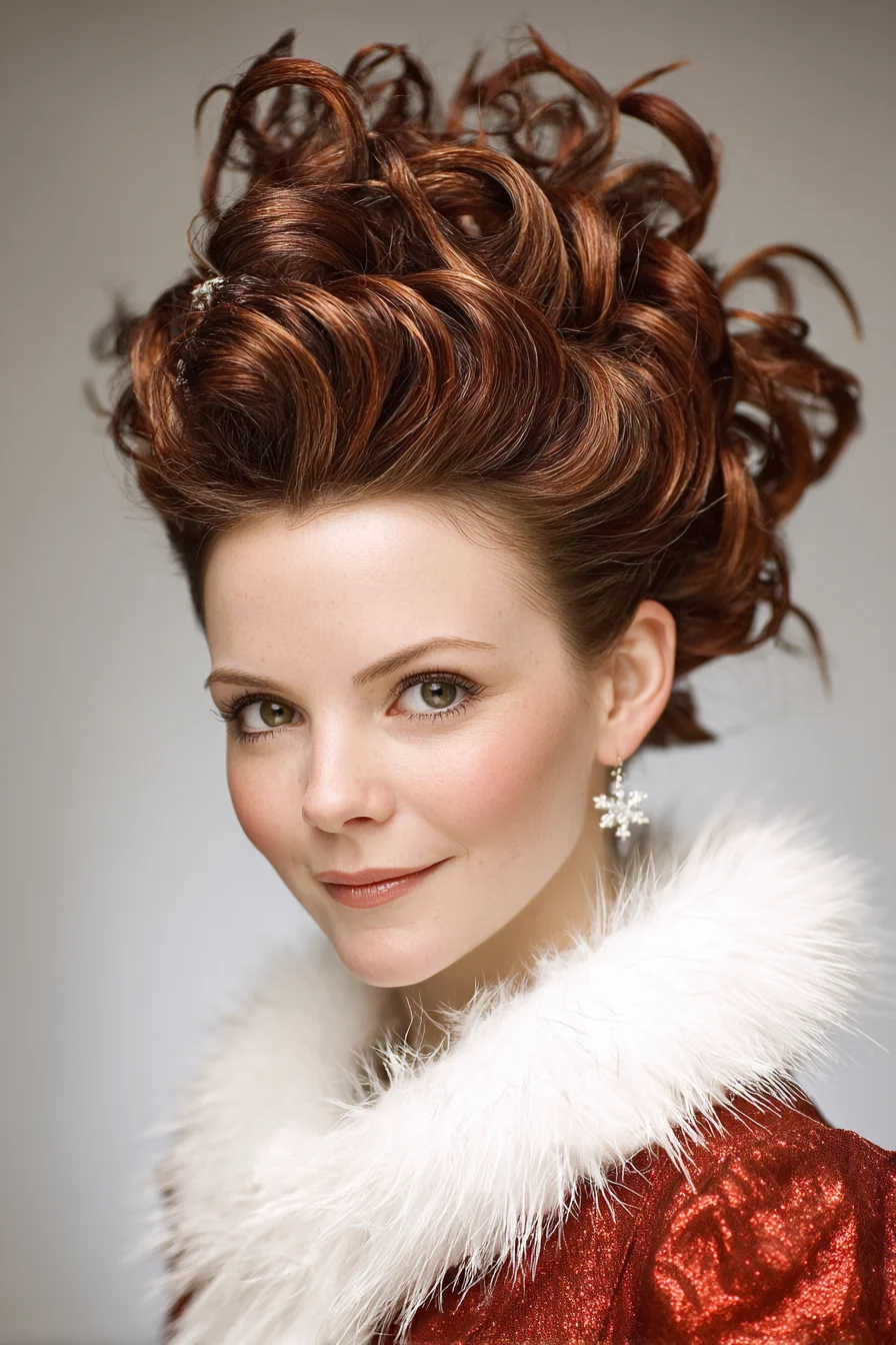 Voluminous Sculpted Curly Updo — Vintage Red Hair Styling